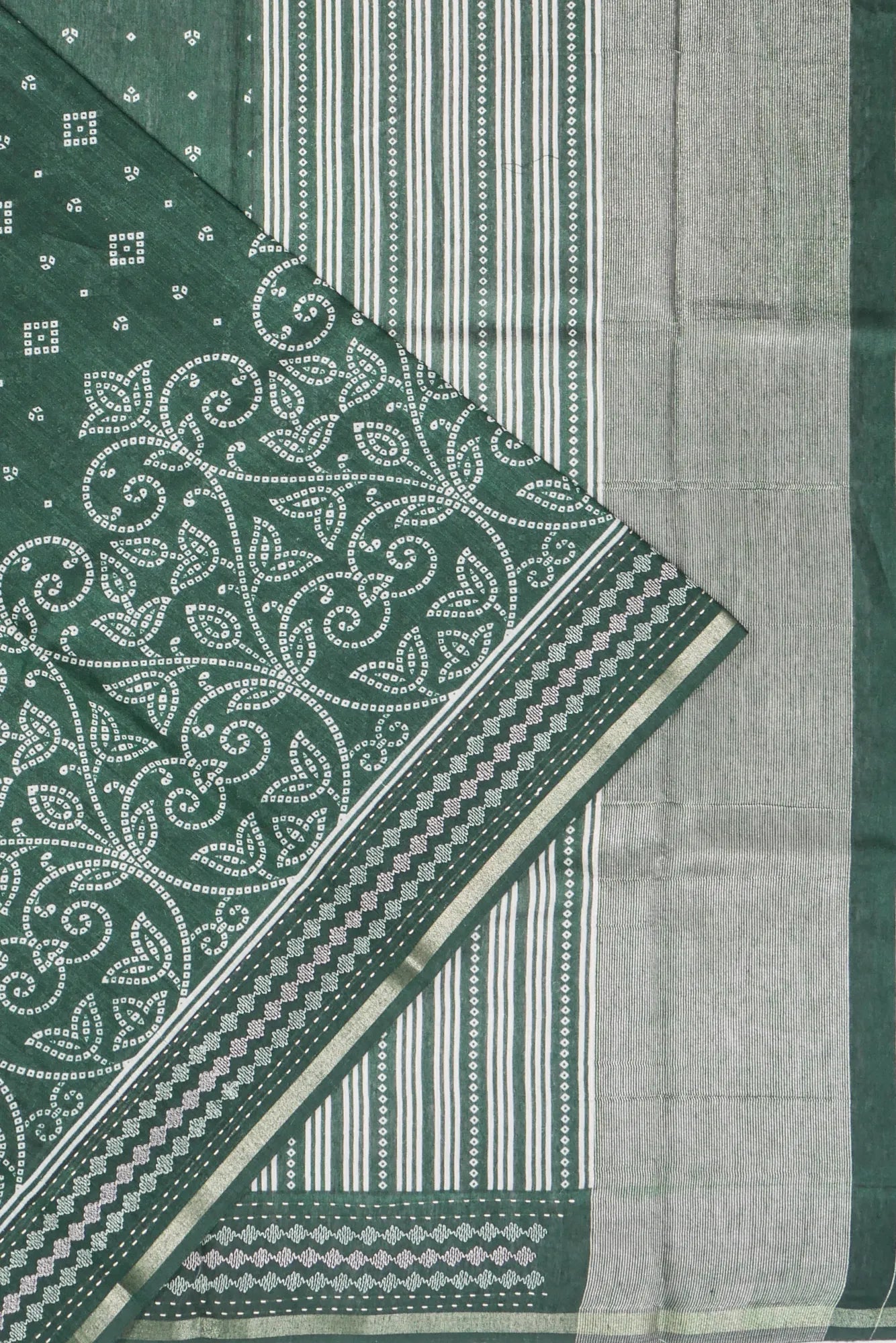 Kankatala Chanderi Silk Printed Bottle Green Saree g2