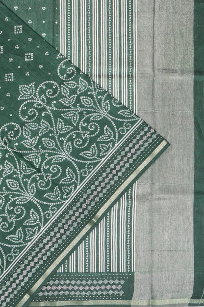 Kankatala Chanderi Silk Printed Bottle Green Saree g2
