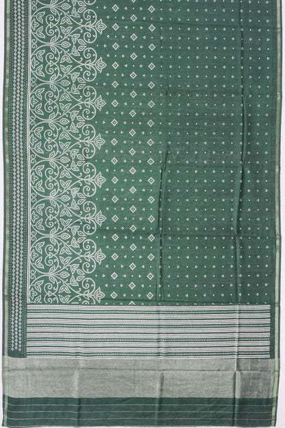 Kankatala Chanderi Silk Printed Bottle Green Saree g2