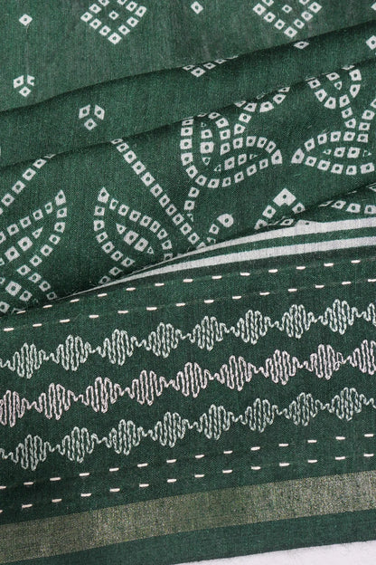 Kankatala Chanderi Silk Printed Bottle Green Saree g2