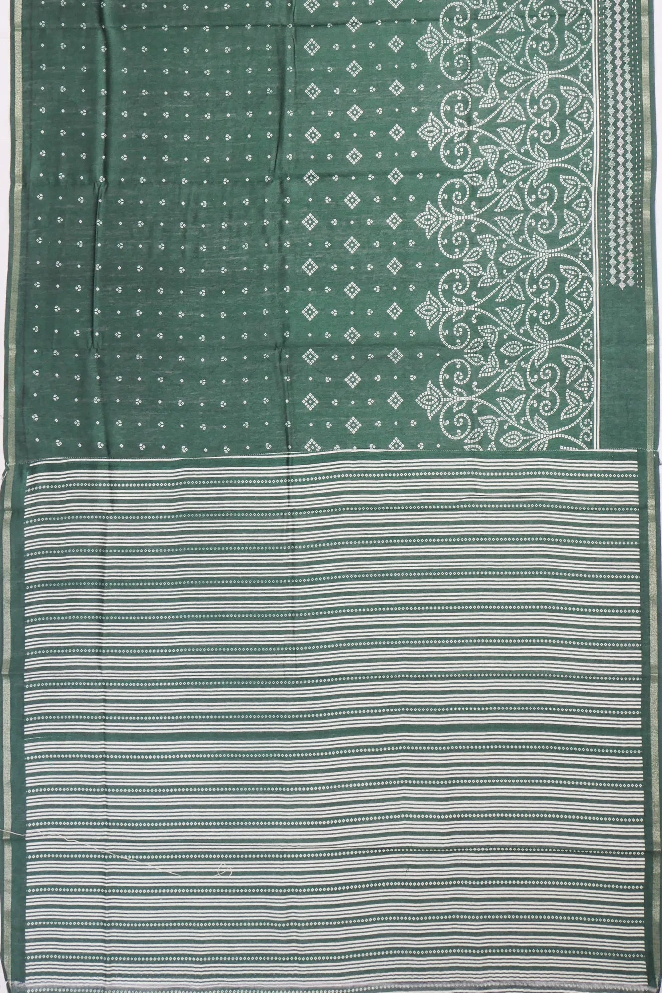 Kankatala Chanderi Silk Printed Bottle Green Saree g2