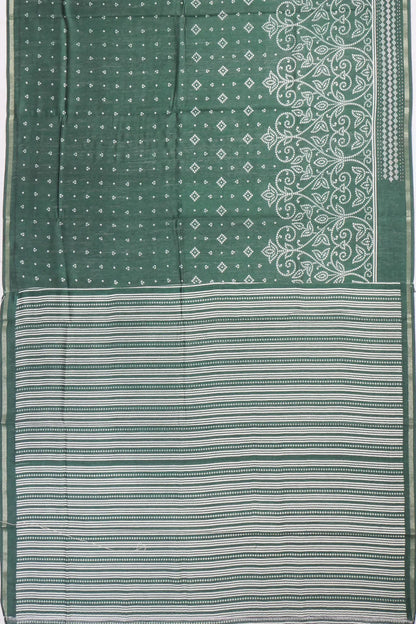 Kankatala Chanderi Silk Printed Bottle Green Saree g2