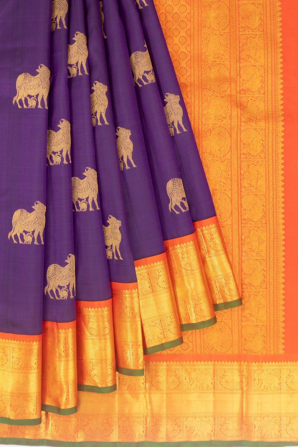 Kanchipuram Silk Pichwai Butta Violet Saree