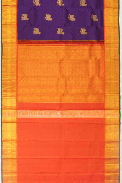 Kanchipuram Silk Pichwai Butta Violet Saree