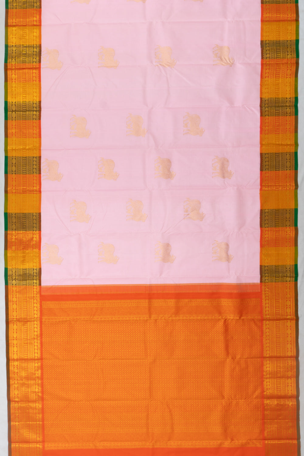 Kanchipuram Silk Pichwai Butta Baby Pink Saree