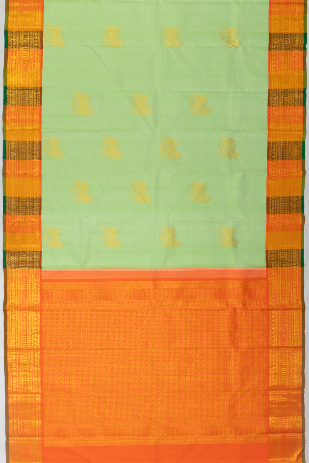 Kanchipuram Silk Pichwai Butta Pastel Green Saree