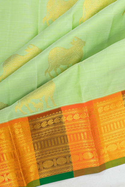 Kanchipuram Silk Pichwai Butta Pastel Green Saree