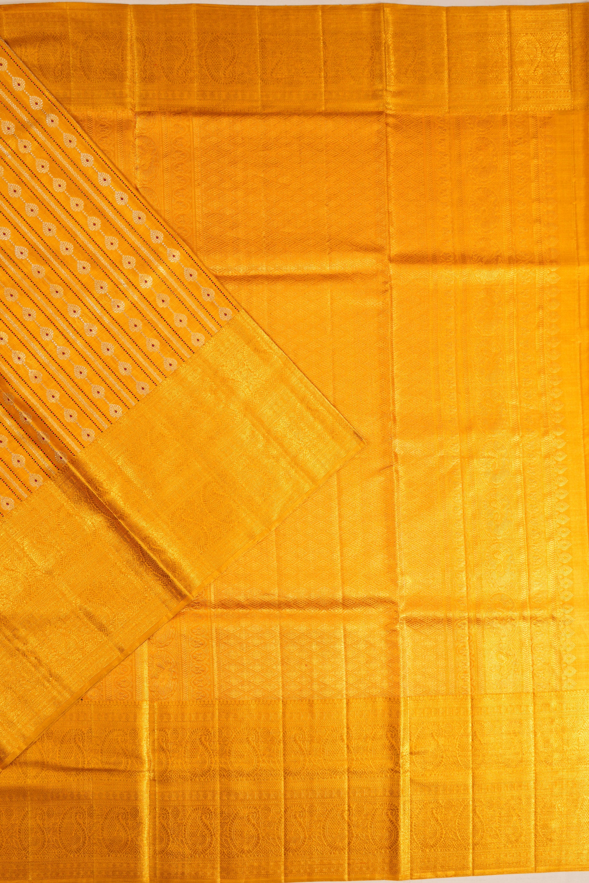 Kanchipuram Silk Tissue Brocade Yellow Saree