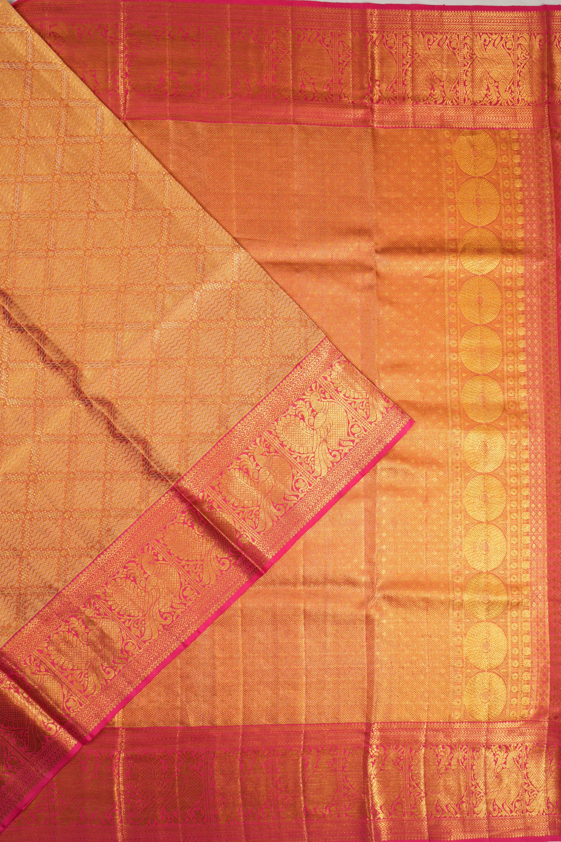 Kanchipuram Silk Tissue Brocade Gold Saree