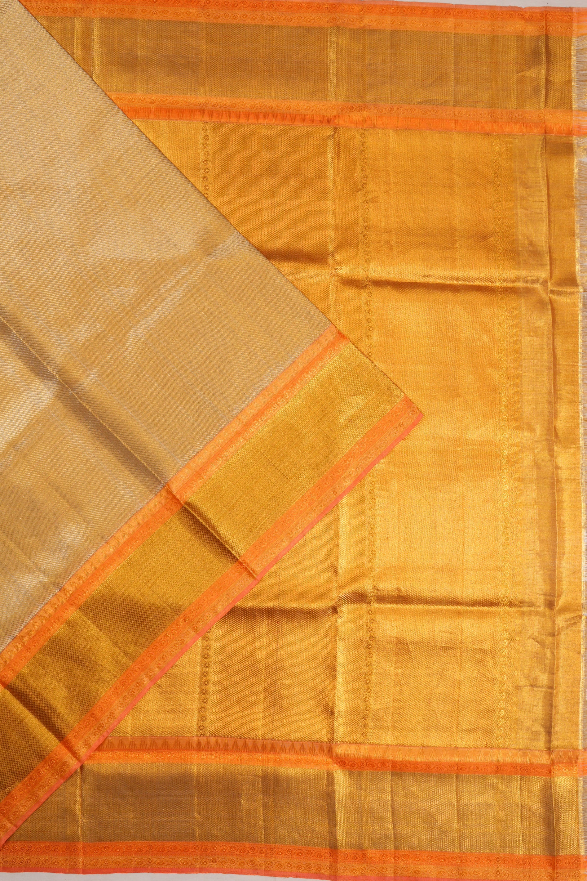 Kanchipuram Silk Tissue Brocade Cream Saree