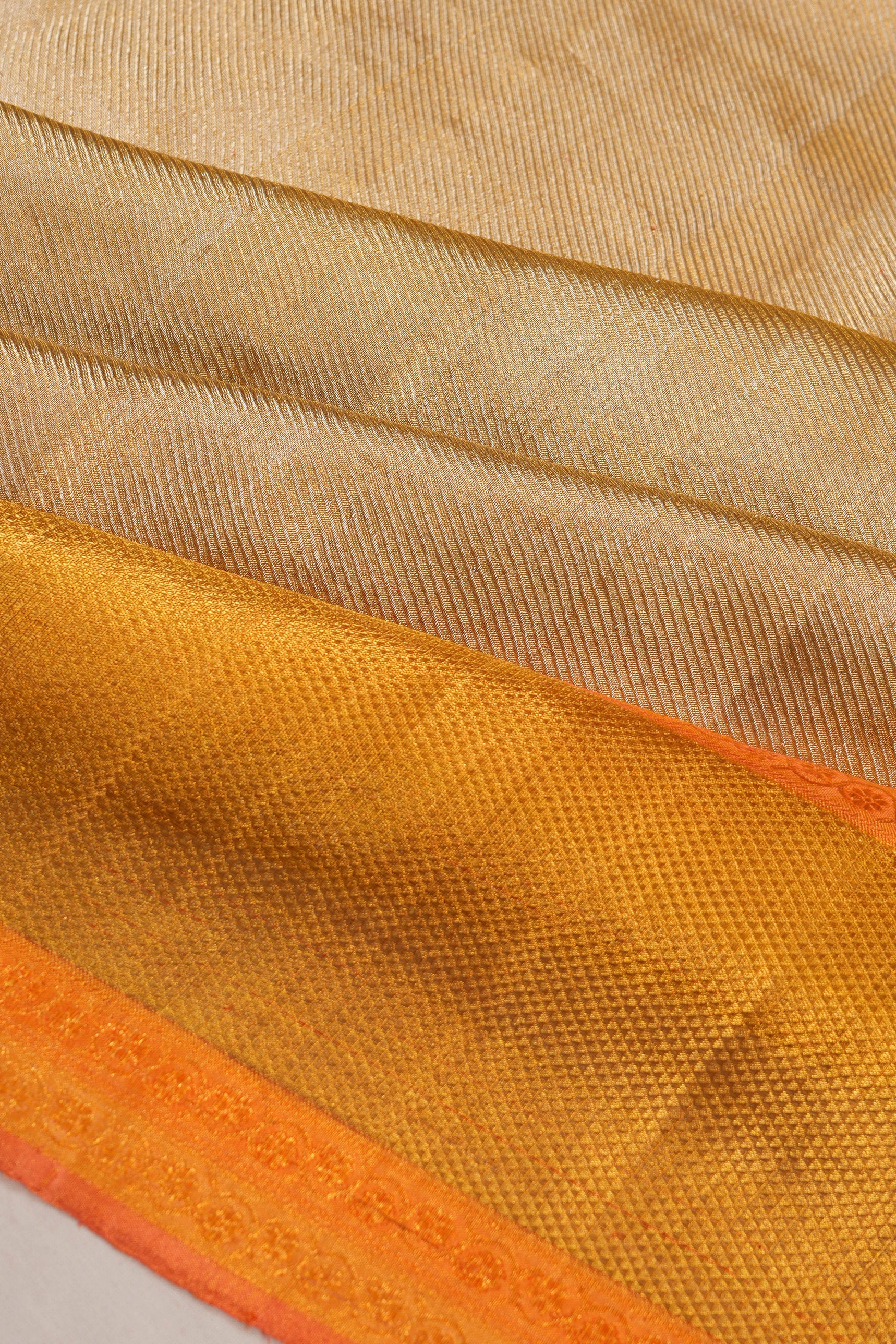 Kanchipuram Silk Tissue Brocade Cream Saree