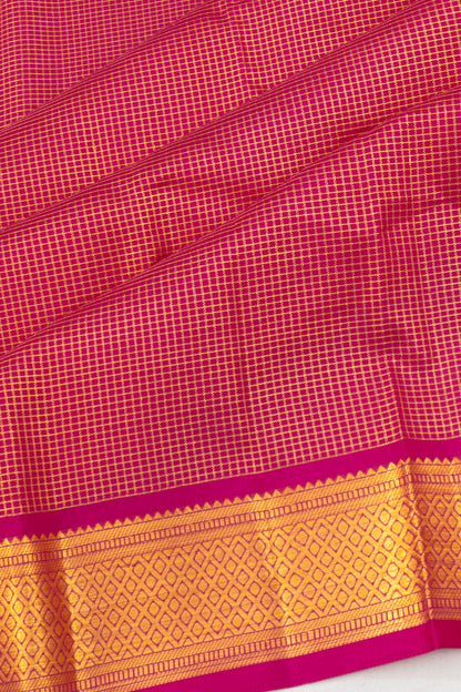 Classic Kanchipuram Silk Kattam Checks Pink Saree