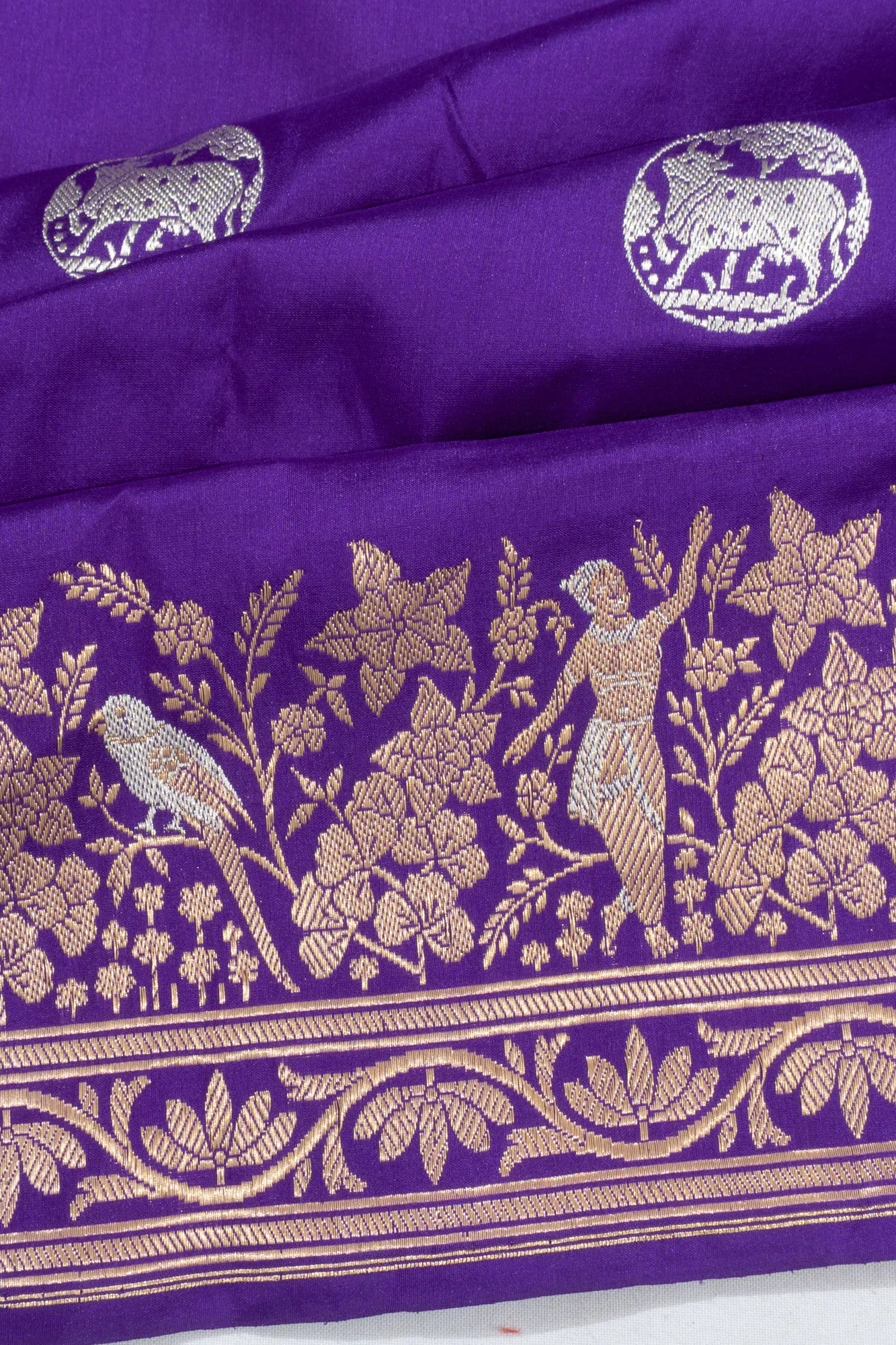 Banarasi Silk Pichwai Butta Violet Saree