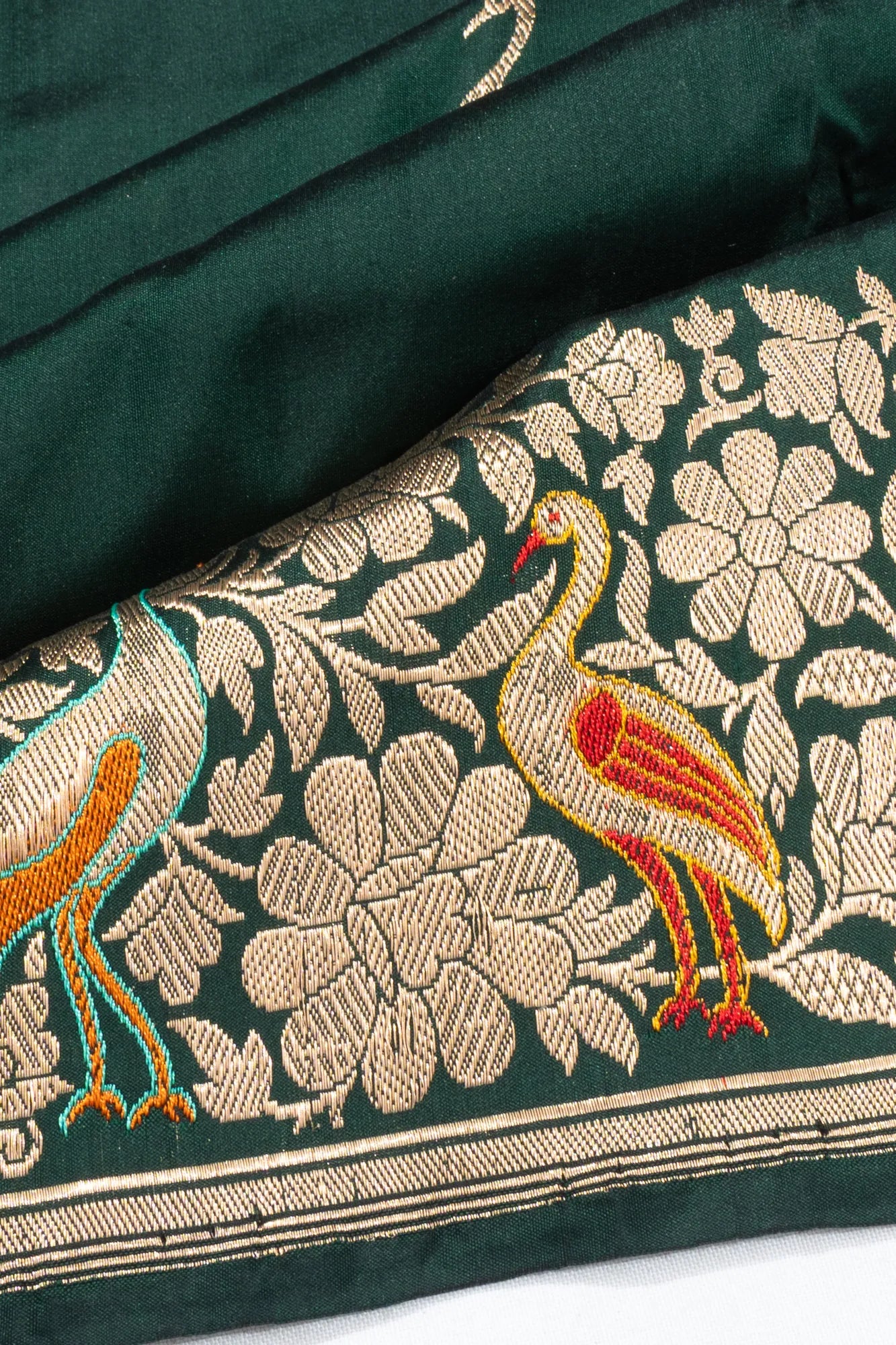 Banarasi Silk Butta Dark Green Saree