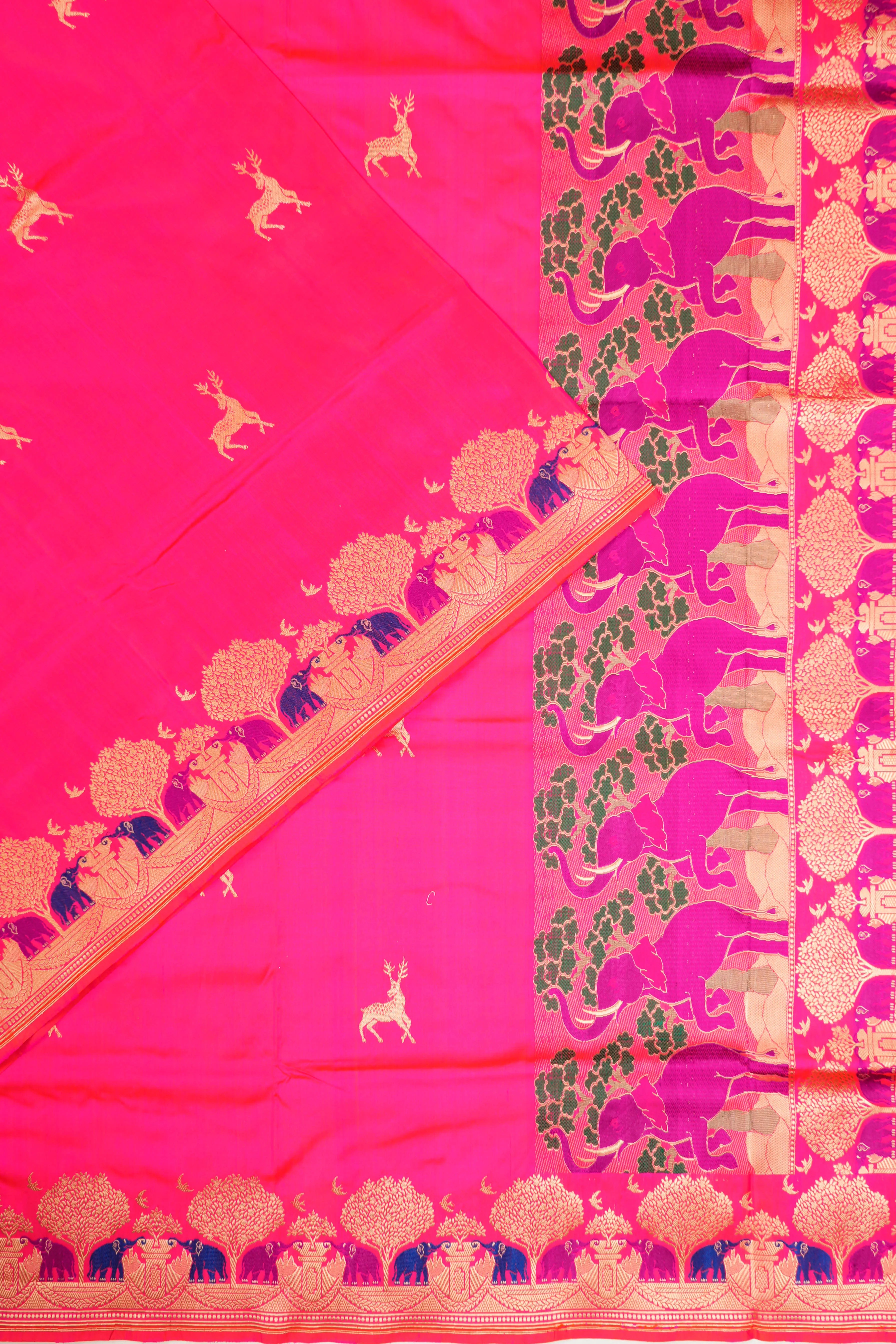 Banarasi Silk Butta Rani Pink Saree