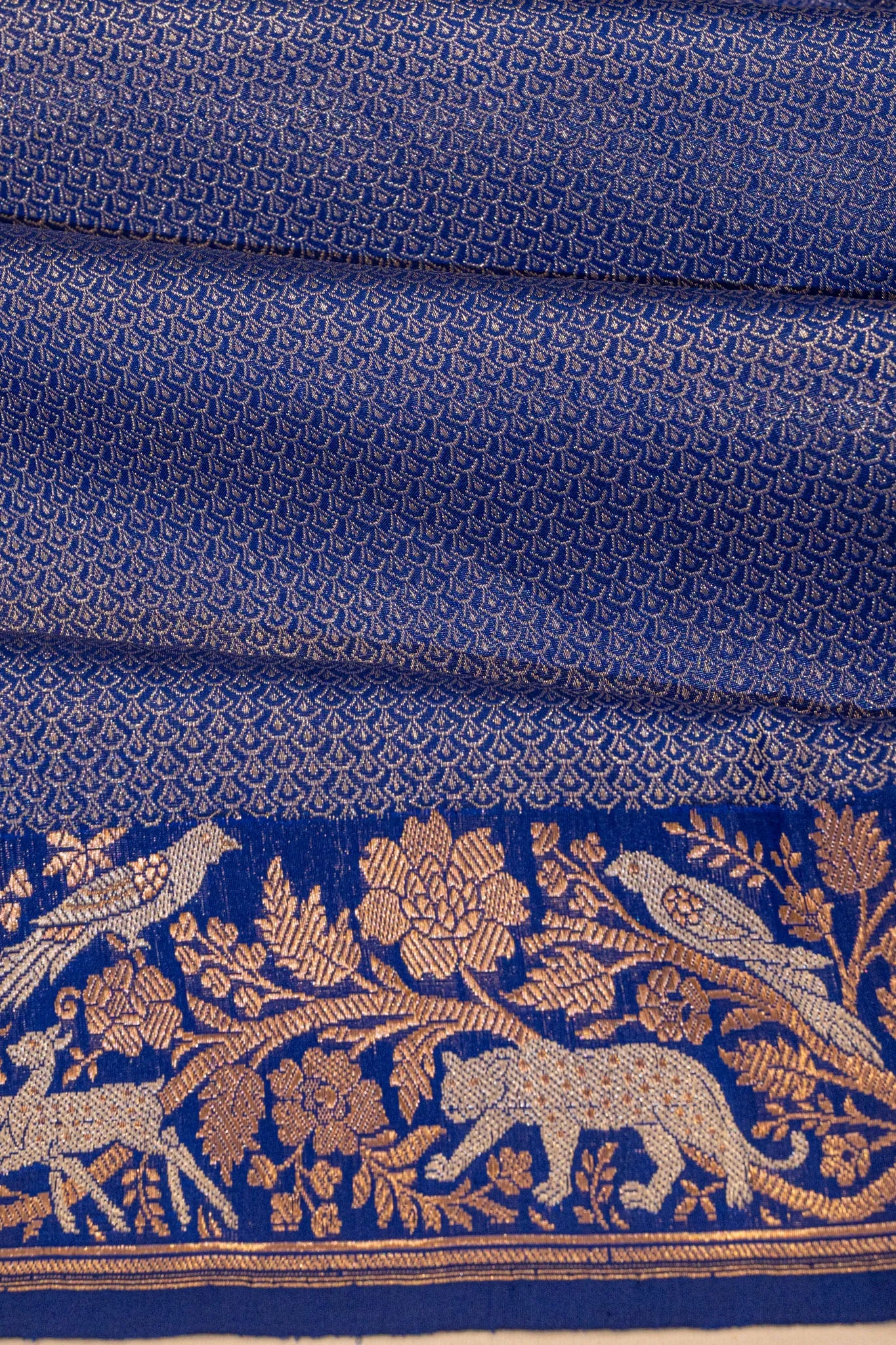 Banarasi Silk Brocade Dark Blue Saree