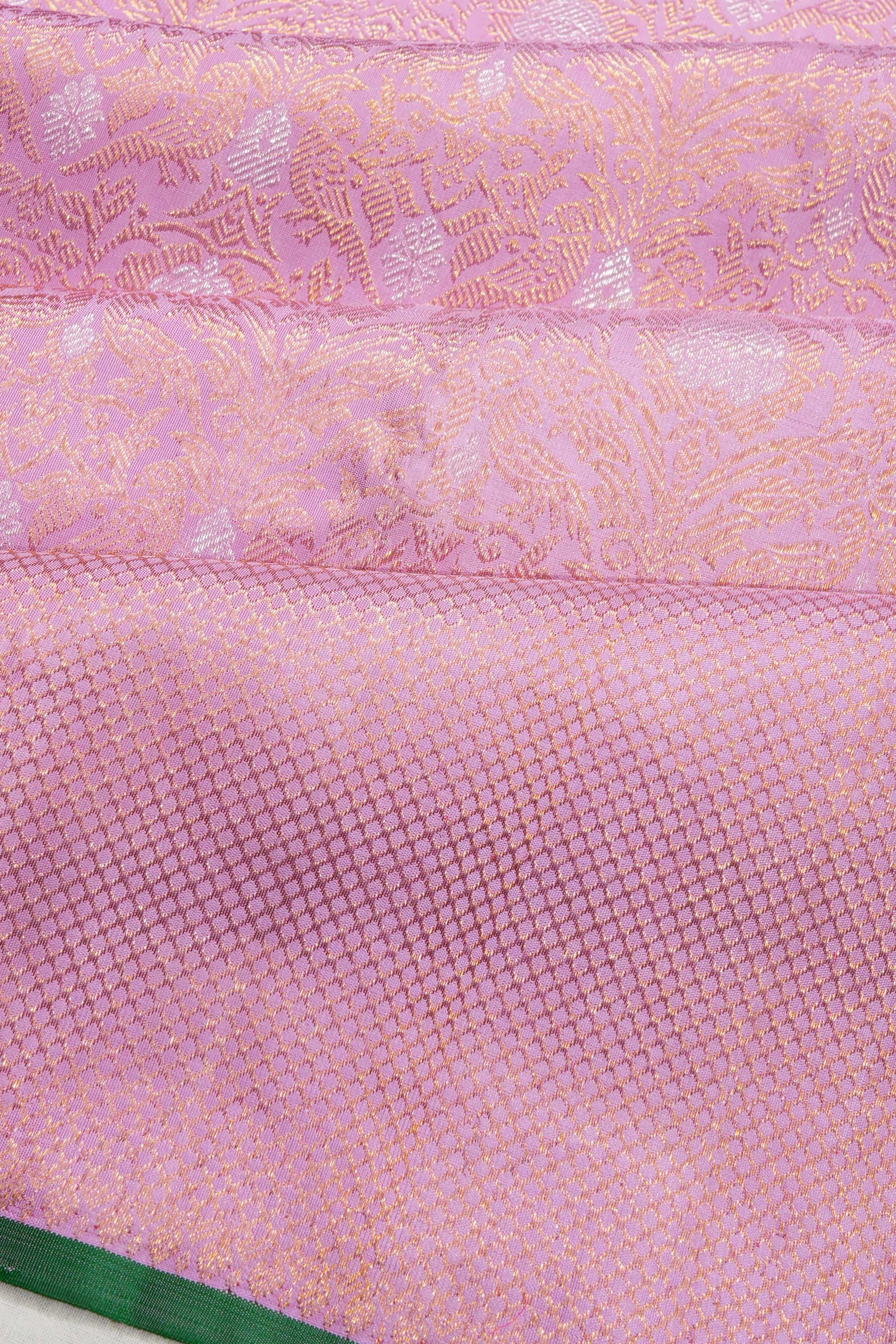 Kanchipuram Silk Brocade Pink Saree