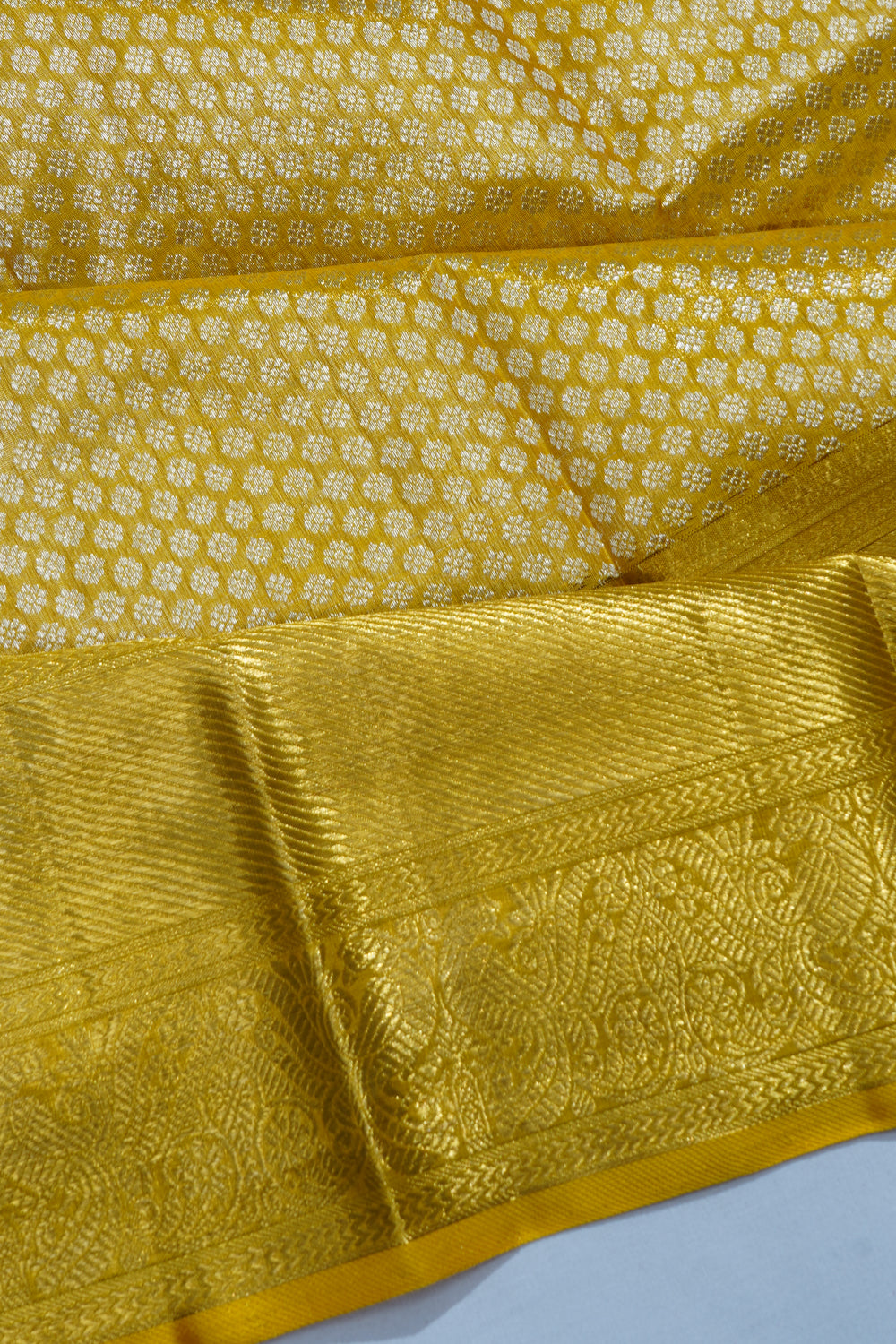 Kanchipuram Silk Tissue Brocade Gold Saree