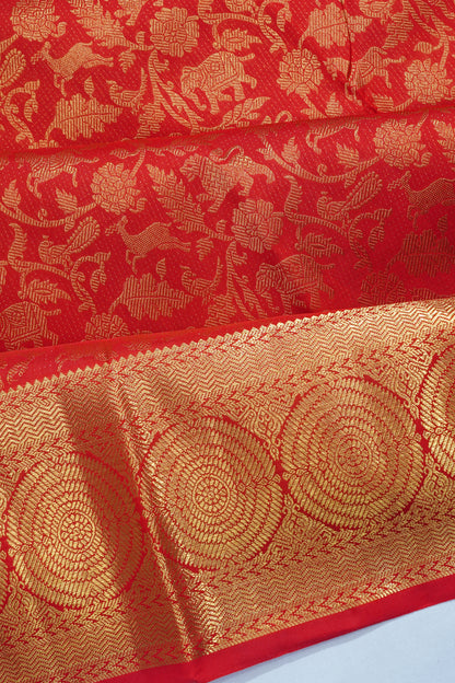 Kanchipuram Silk Vanasingaram Brocade Red Saree