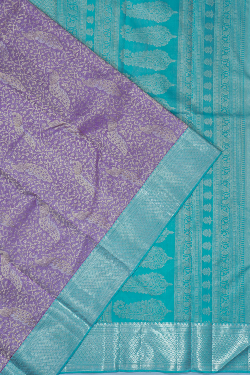 Kanchipuram Silk Tissue Brocade Lavender Saree