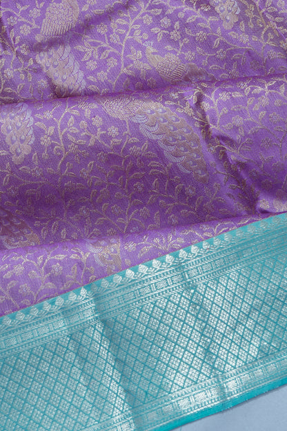 Kanchipuram Silk Tissue Brocade Lavender Saree