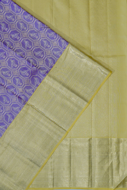 Kanchipuram Silk Tissue Brocade Violet Saree