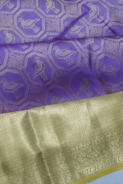 Kanchipuram Silk Tissue Brocade Violet Saree