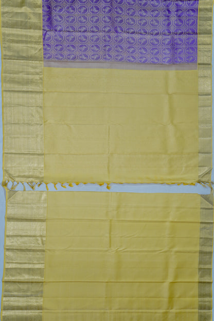 Kanchipuram Silk Tissue Brocade Violet Saree