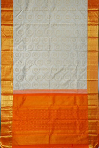 Kanchipuram Silk Brocade Off White Saree