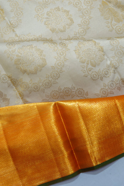 Kanchipuram Silk Brocade Off White Saree