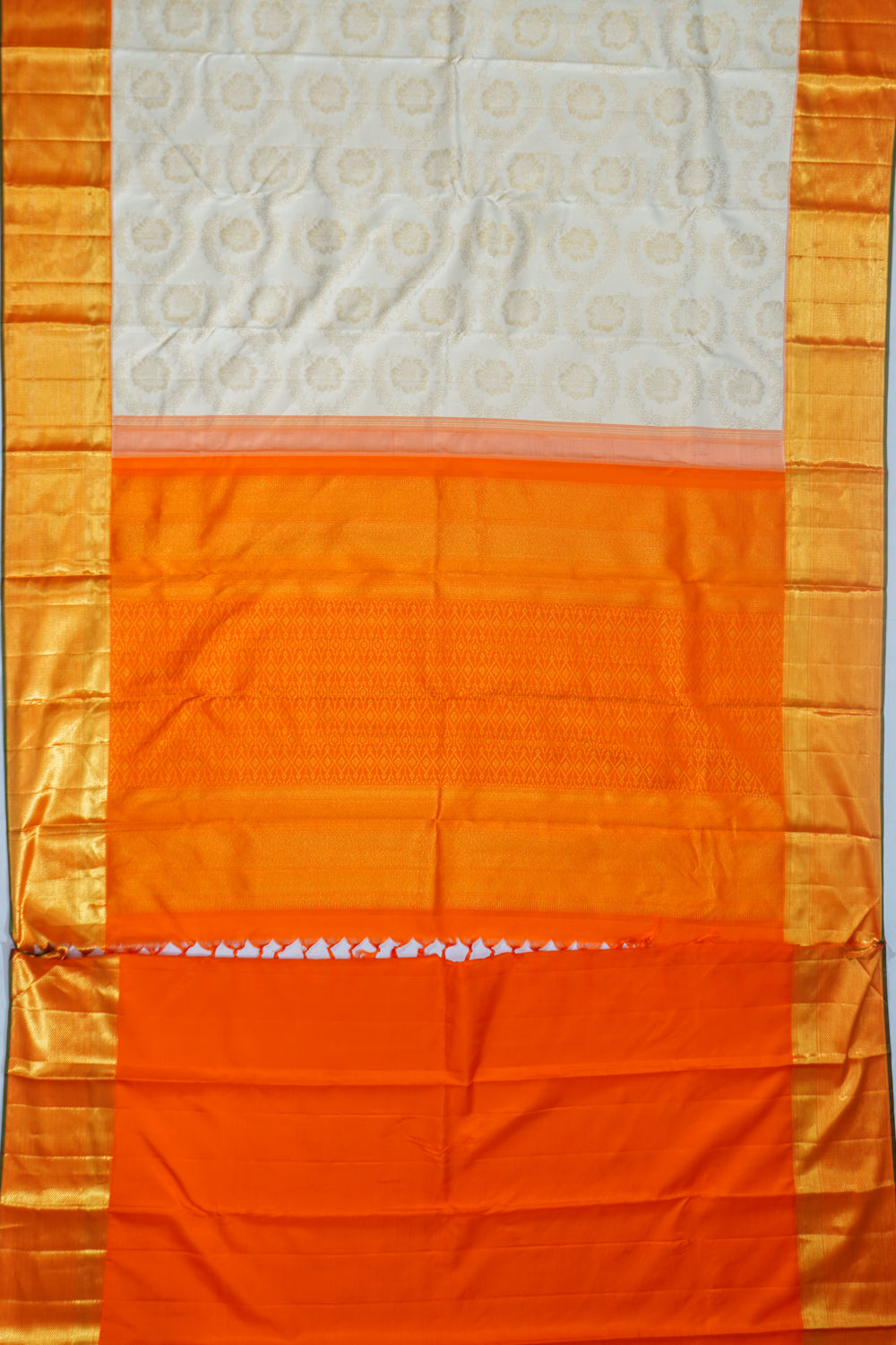 Kanchipuram Silk Brocade Off White Saree