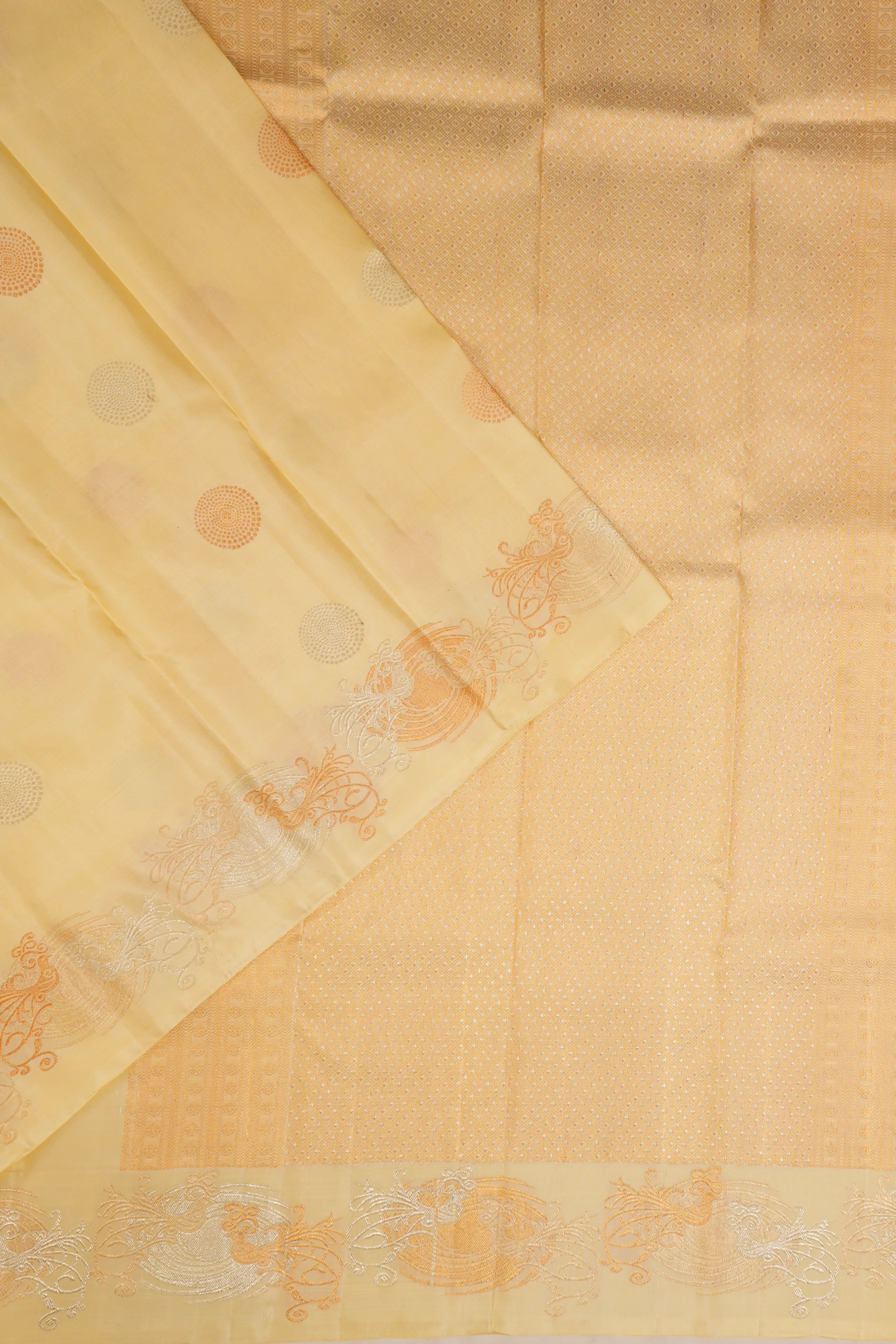 Kanchipuram Silk Butta Cream Saree