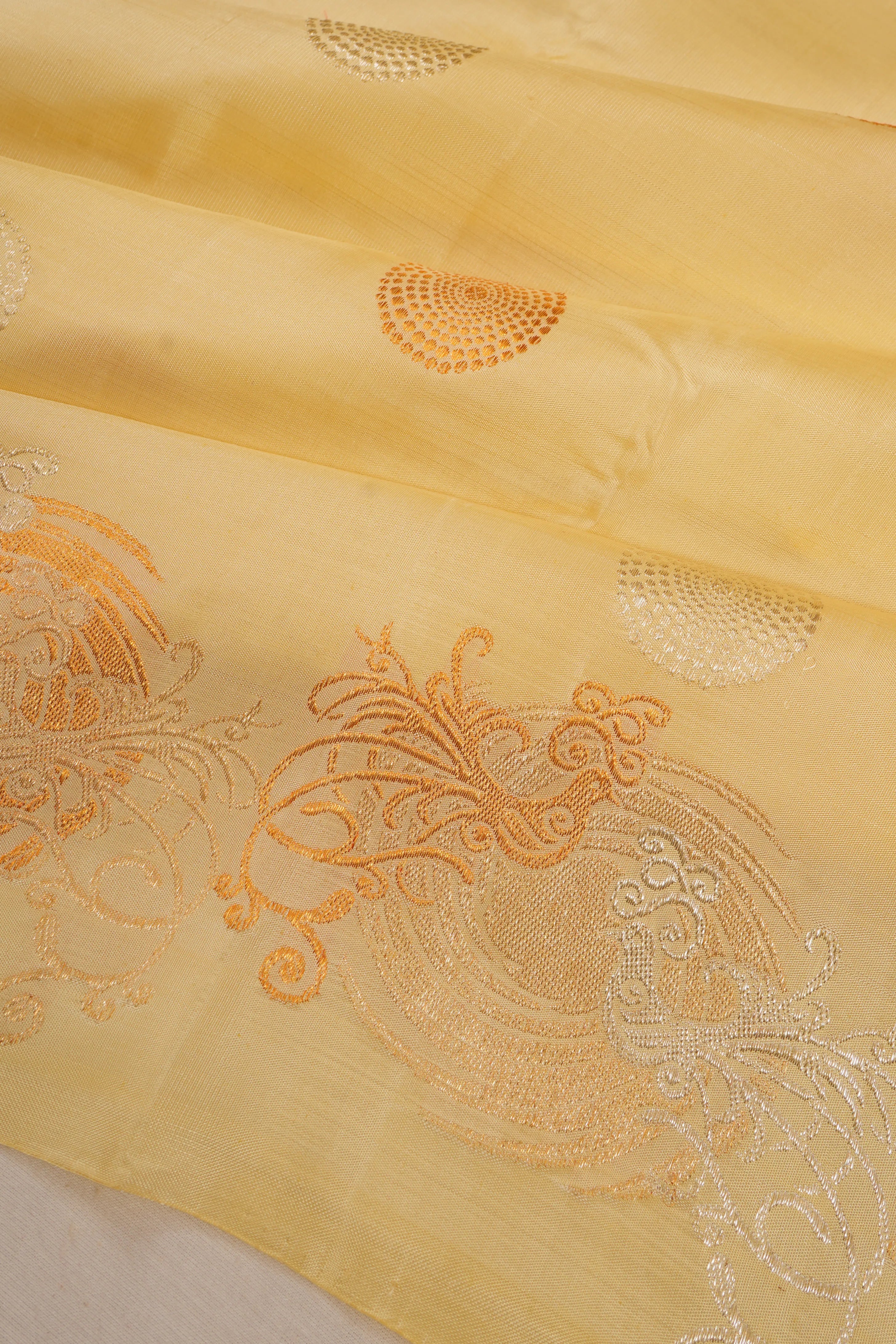 Kanchipuram Silk Butta Cream Saree