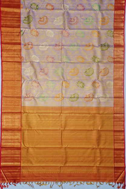 Kanchipuram Silk Tissue Jaal Lavender Saree