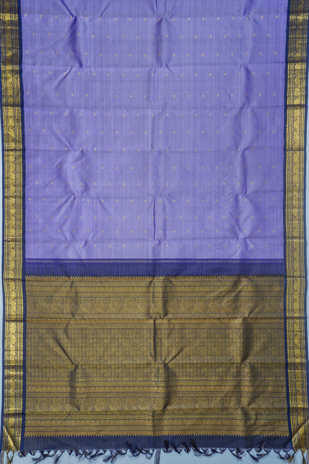 Classic Kanchipuram Silk Oosi Lines And Butta Violet Saree