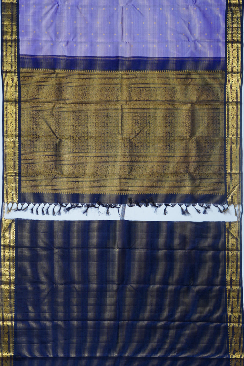 Classic Kanchipuram Silk Oosi Lines And Butta Violet Saree