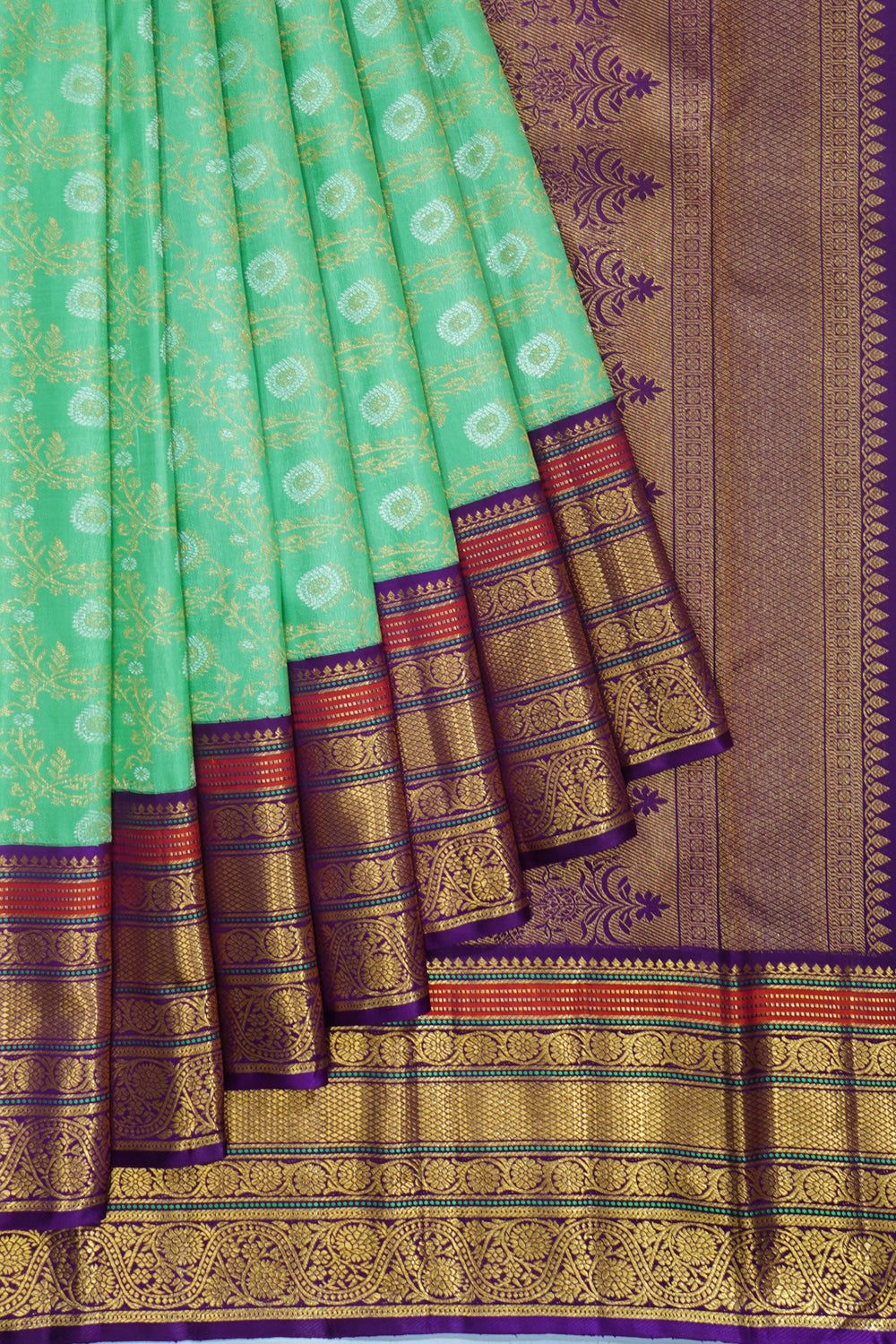 Kanchipuram Silk Brocade Sea Green Saree