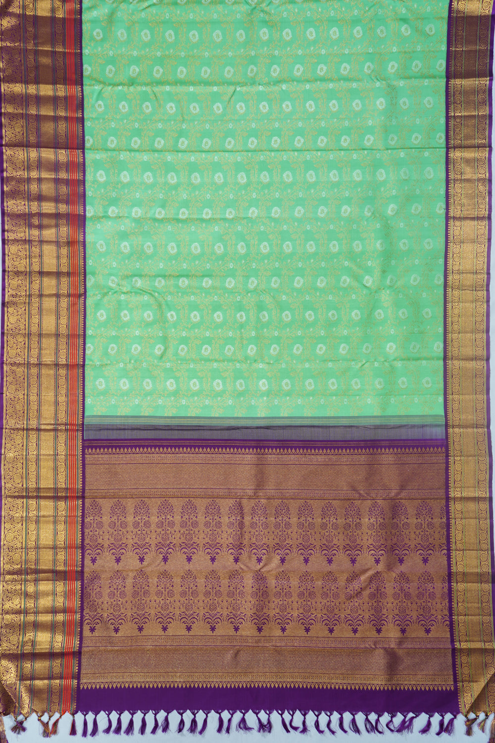 Kanchipuram Silk Brocade Sea Green Saree