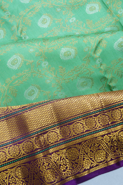 Kanchipuram Silk Brocade Sea Green Saree