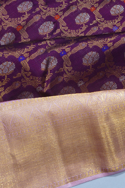 Kanchipuram Silk Brocade Purple Saree