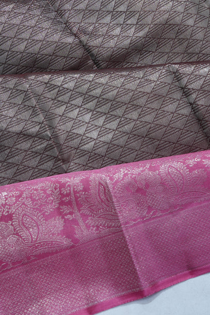 Kanchipuram Silk Brocade Brown Saree