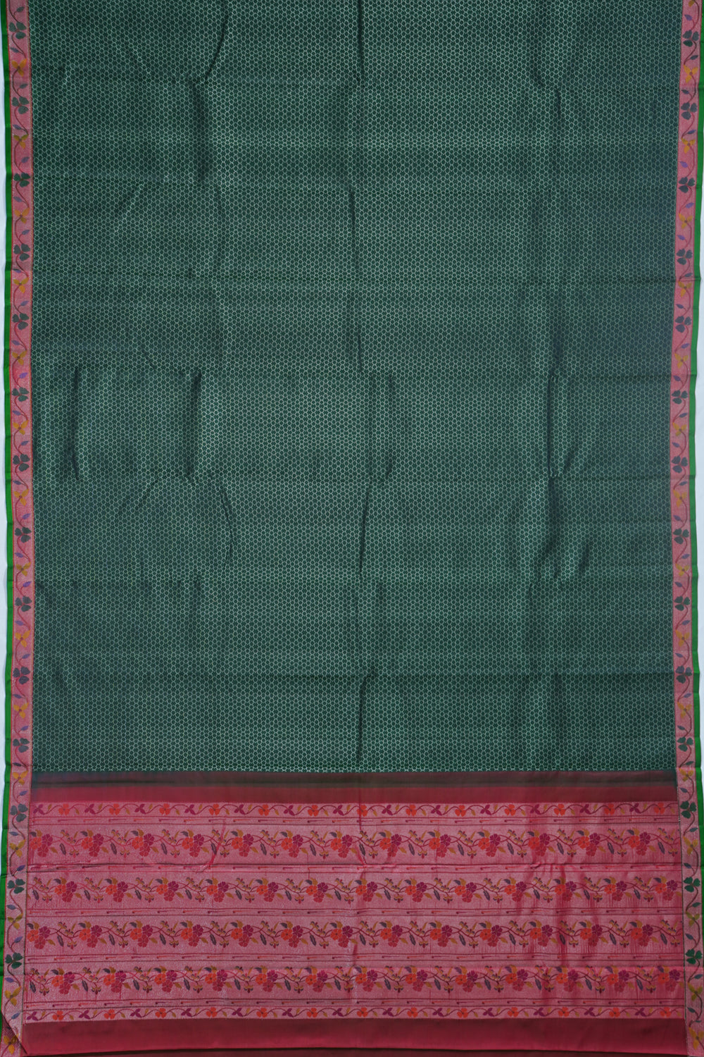 Kanchipuram Silk Brocade Bottle Green Saree