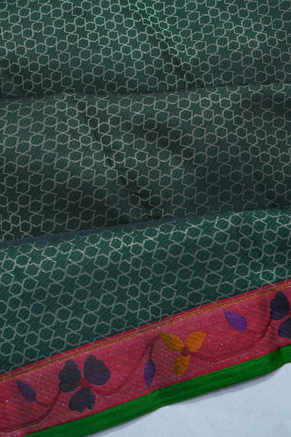 Kanchipuram Silk Brocade Bottle Green Saree