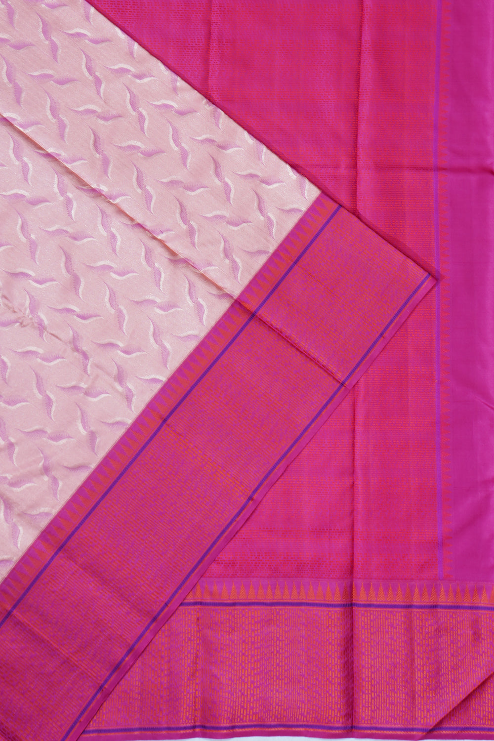 Kanchipuram Silk Jacquard Peach Saree