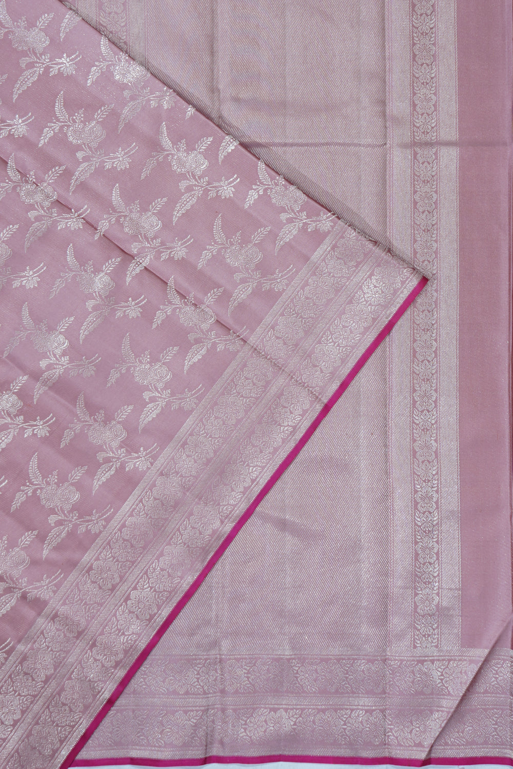 Kanchipuram Silk Tissue Jaal Lilac Saree