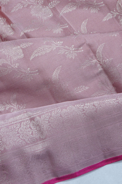 Kanchipuram Silk Tissue Jaal Lilac Saree