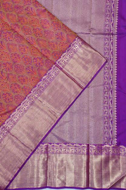 Kanchipuram Silk Jacquard Dual Tone Pink And Purple Saree