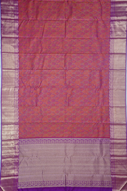 Kanchipuram Silk Jacquard Dual Tone Pink And Purple Saree