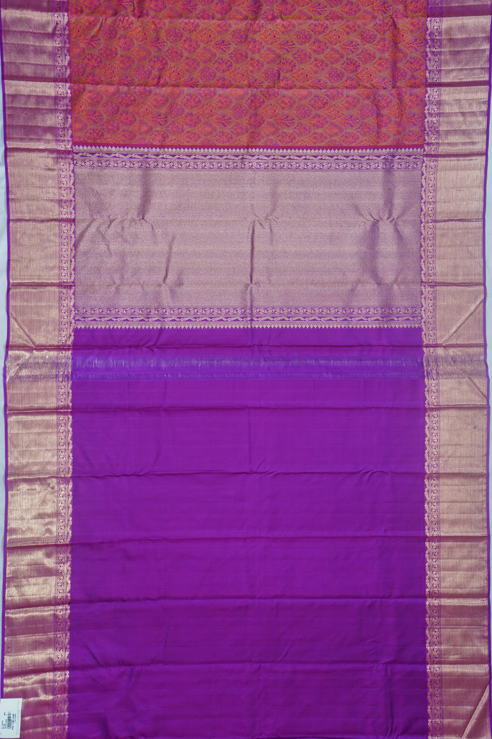 Kanchipuram Silk Jacquard Dual Tone Pink And Purple Saree