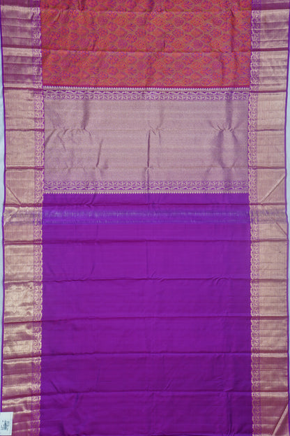 Kanchipuram Silk Jacquard Dual Tone Pink And Purple Saree